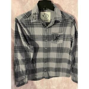 Men’s LRG Disney Cakeworthy 100 Gray Plaid Mickey Mouse Steamboat Willie VTG